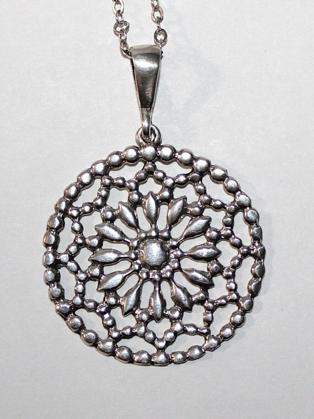 Sterling Silver Abstract Medallion Necklace 14 Grams
